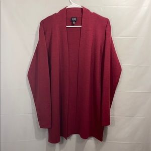 Eileen Fisher 100% Wool Burgundy Cardigan Size M